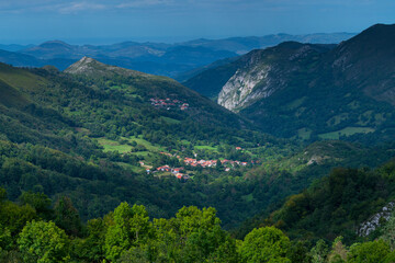 Villages of Villabre and Fojo. Natural Monument of the Ports of Marabio between the councils of Yernes and Tameza, Teverga and Proaza in the Natural Park Las Ubiñas-La Mesa, Asturias, Spain, Europe