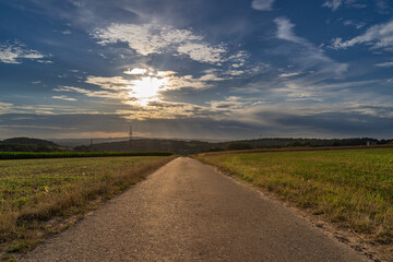 Pathway in The Landscape with Sunset
