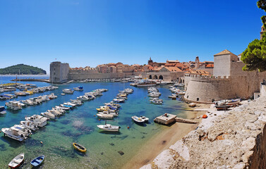 Panorama view on the historical old town Dubrovnik, Croatia