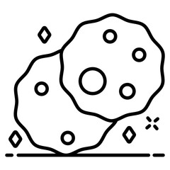 
An icon design of space rocks, trendy vector of planetoid 

