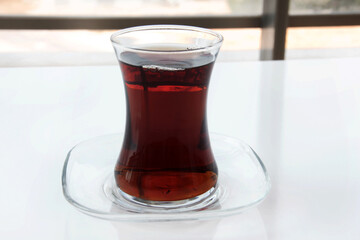 Turkish tea freshly brewed in a tea glass