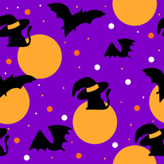 Happy halloween night seamless pattern background. Halloween art for design halloween party invitation, children t-shirt print, wallpaper, greeting gift card, wrapping paper etc.