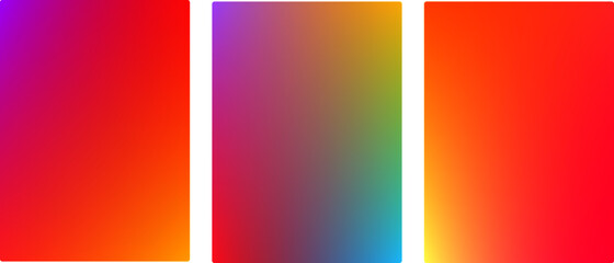 Set of colorful gradient abstract vector backgrounds. Vibrant three cover vectors, smooth color mesh wallpaper design 