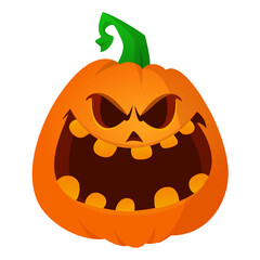 Cartoon  funny  halloween pumpkin head isolated on white background. Vector illustration