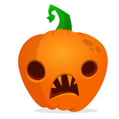Cartoon  funny  halloween pumpkin head isolated on white background. Vector illustration