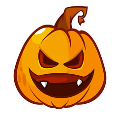 Cartoon  funny  halloween pumpkin head isolated on white background. Vector illustration