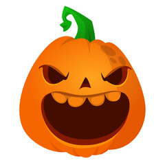 Cartoon  funny  halloween pumpkin head isolated on white background. Vector illustration