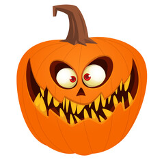 Cartoon  funny  halloween pumpkin head isolated on white background. Vector illustration