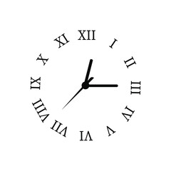 clock roman numeral on white background
