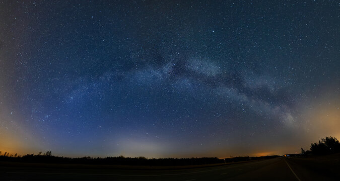 Milky Way panorama and road