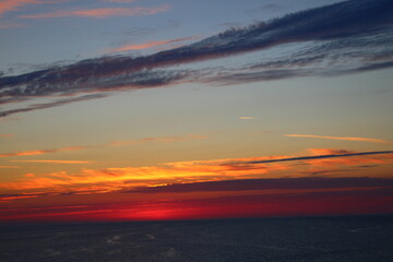 Pretty sunset on the sea, view from the Mont Saint-Michel.