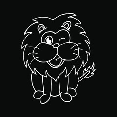 Cute little lion in cartoon style on white background, vector illustration.
