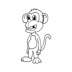 Vector illustration of cartoon monkey. Coloring page.