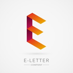 Bright color isometric E letter