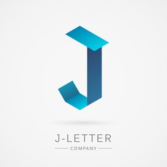 Bright color isometric J letter