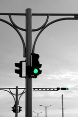 Traffic light in the evening.