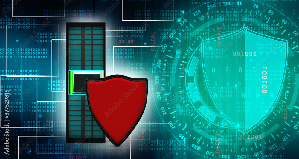 Poster 3d rendering database and computer data security concept