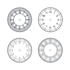 Naklejka premium Outline clock face set