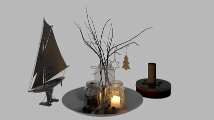 Christmas decoration image , Christmas tree  and candle 