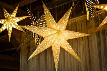 Fototapeta na wymiar Shining star decorations as Christmas decorations