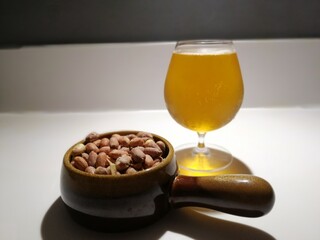 ice cold beer and nuts