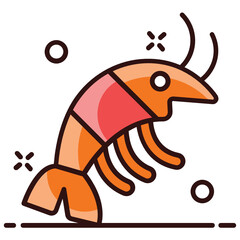 
A fleshy sea animal, shrimp in editable style 
