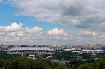 View from Sparrow Hills including Luzhniki Stadium in Moscow, Russia. June 13, 2018.