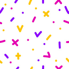 Handmade graphic seamless pattern. Abstract swatch for design brthday gift card, modern party invitation, season shop sale, holiday advertising, wrapping paper, bag print, baby nappy etc.