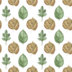 Botanical Watercolor autumn pattern with leaves. Autumn collection, for wedding,greeting card,photos,blogs,wallpaper,pattern,texture