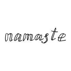 Hand drawn cute phrases about yoga isolated on white background. Stock vector illustration.