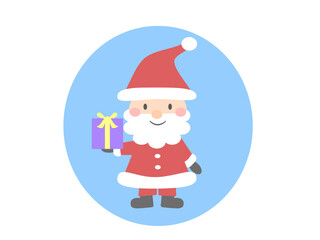Cartoon illustration of Santa Claus with a gift