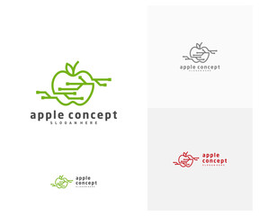 Tech Apple logo design vector template, Fruits Apple icon symbol