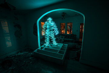 Light Painted Ghost in Abandoned Building 