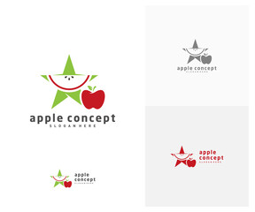 Star Apple logo design vector template, Fruits Apple icon symbol