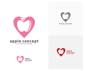 Apple Love logo design vector template, Fruits Apple icon symbol