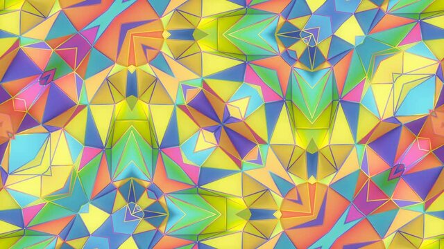 Colorful Diagonal Kaleidoscope Loop 1 Multicolor: abstract rotating kaleidoscope effect. Complex pattern. Colorful geometric design. Fractal animation. Exotic background. Seamless loop. 4K