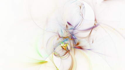 Obraz premium Abstract colorful orange and green glowing shapes. Fantasy light background. Digital fractal art. 3d rendering.