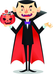 Dracula Halloween Trick of Treat  Pumpkin Vector 