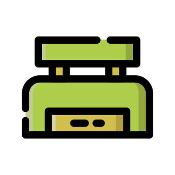 Colored Cashier Machine Cafe Items Vector Icon