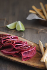 Salami Slices on a Board