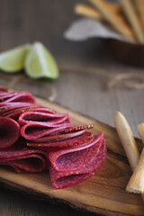 Salami Slices on a Board