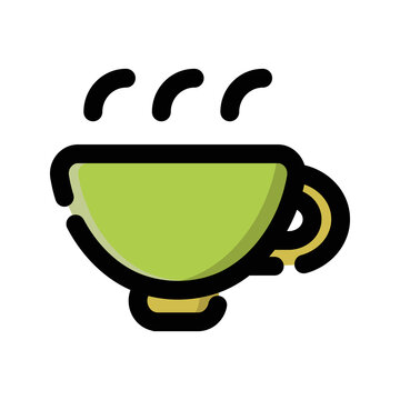 Colored Hot Coffee Cup Cafe Items Vector Icon