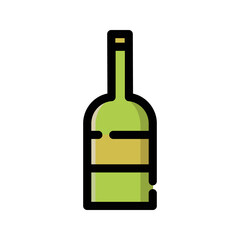Colored Wine Bottle Cafe Items Vector Icon