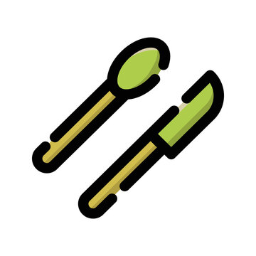 Colored Spoon Knife Tools Cafe Items Vector Icon