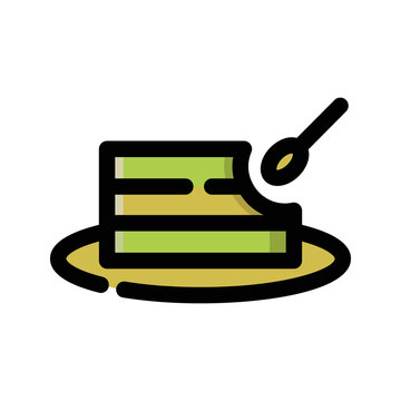 Colored Sweet Cake Desert Cafe Items Vector Icon