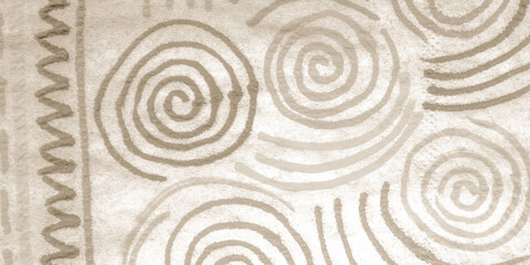 Fototapeta na wymiar Bohemian Artwork. Papyrus Carpet Texture. Geo 