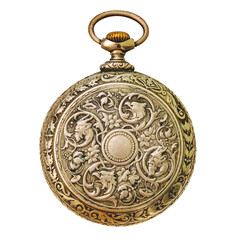 Old pocket watch isolated on white