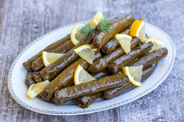 Turkish foods; stuffed leaves (yaprak sarma dolma)