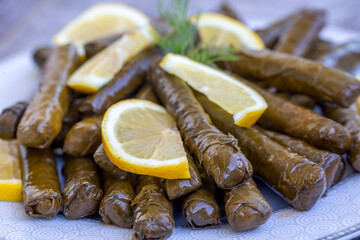 Turkish foods; stuffed leaves (yaprak sarma dolma)