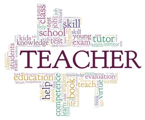 Fototapeta premium Teacher vector illustration word cloud isolated on a white background.